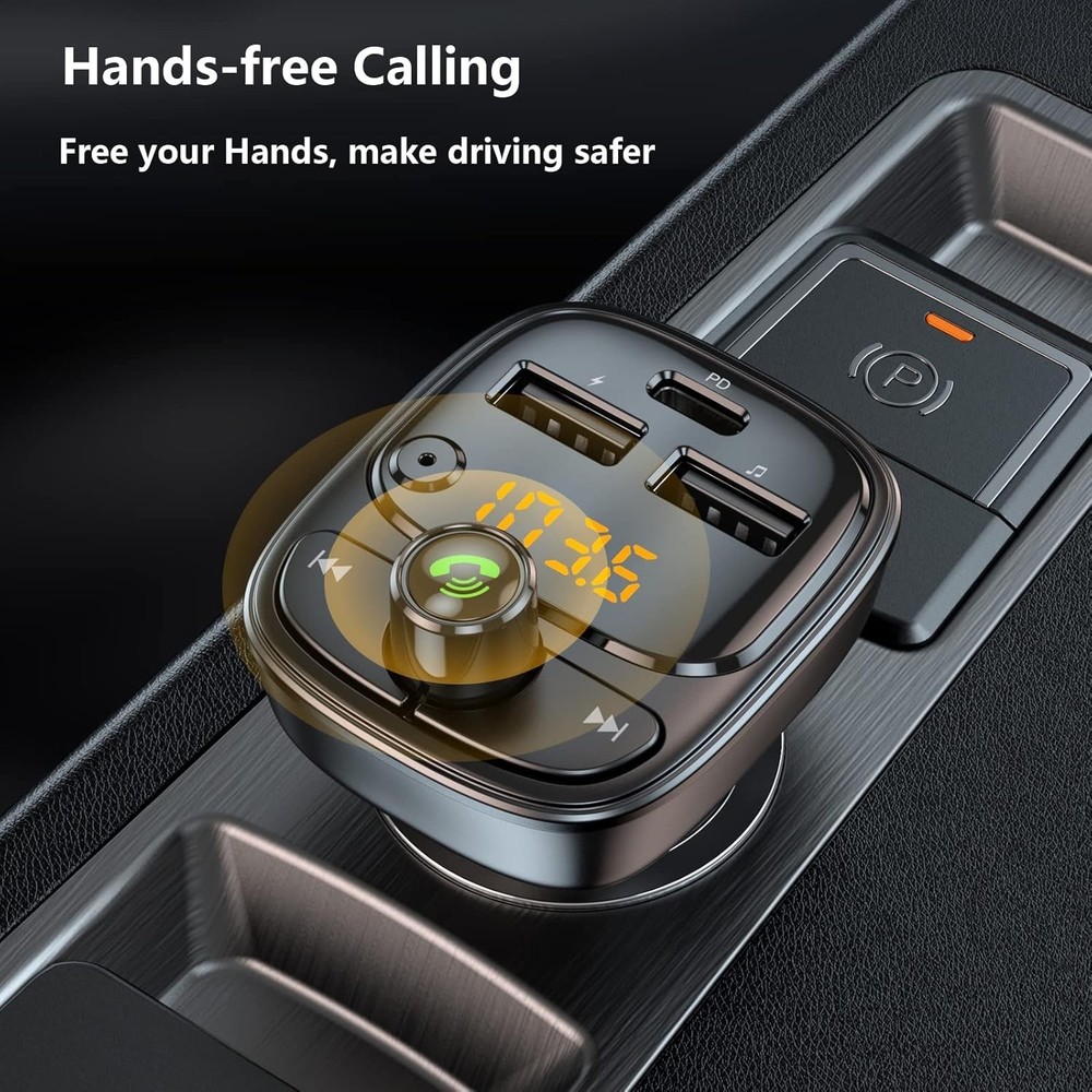 Advanced Bluetooth 5.3 Car Adapter with Fast Charging & Noise-Canceling Features