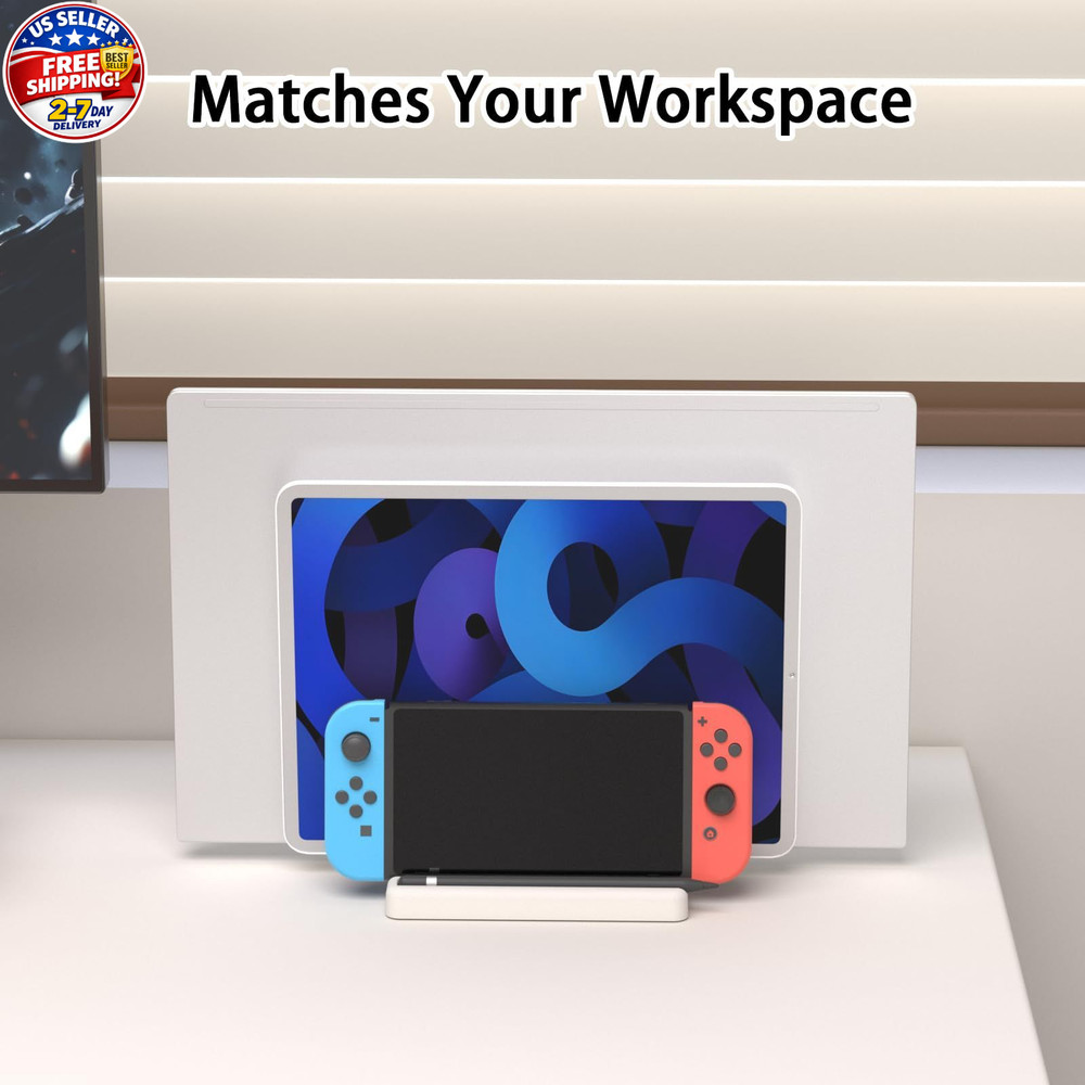 Ahonnpely Vertical Laptop Stand Holder - Adjustable ABS Plastic White