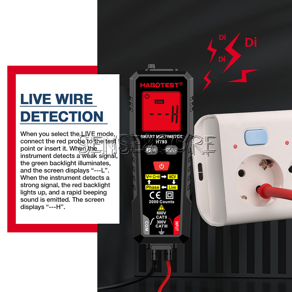 HT93 Digital Multimeter Smart Meter 2000 Counts AC Voltage NCV Tester Car Range-