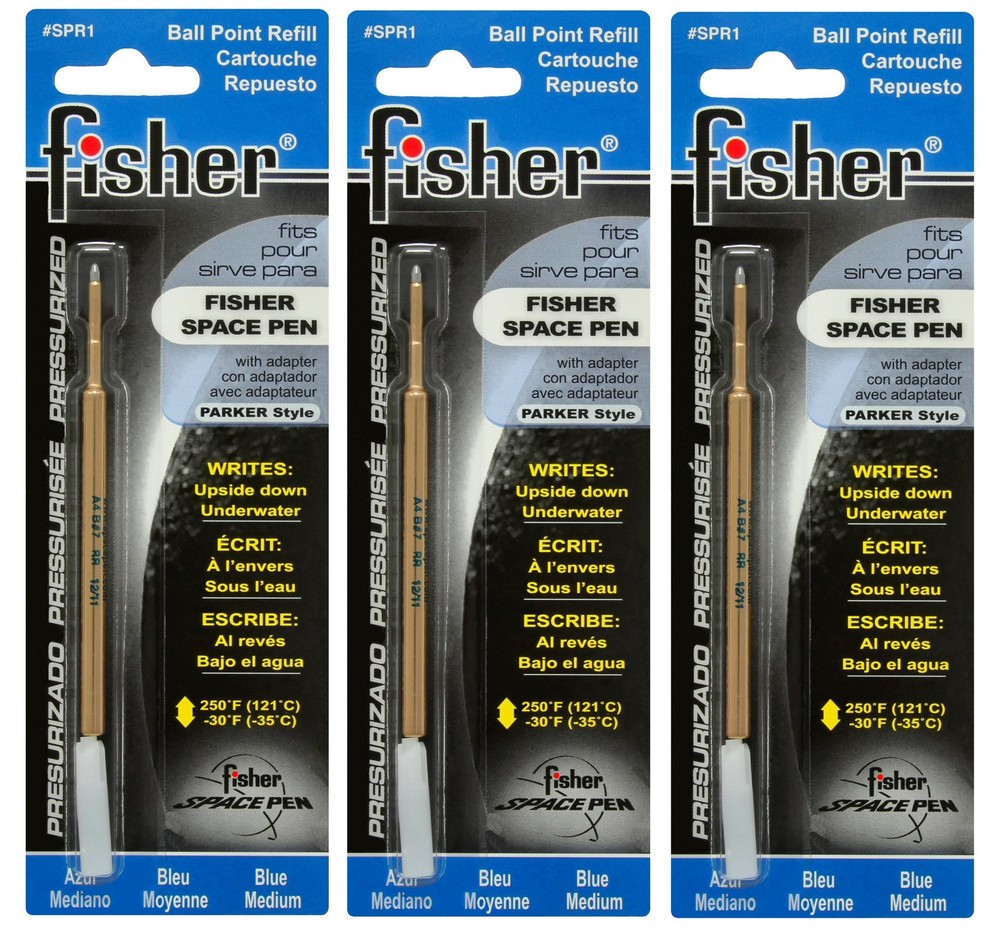 THREE Fisher SPR Series Blue Ink / Medium Point Refills #SPR1