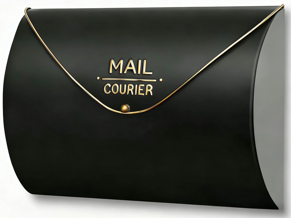 Black Wall Mount Mailbox for Outside,Waterproof Metal Mailboxes with Rust-Pro...