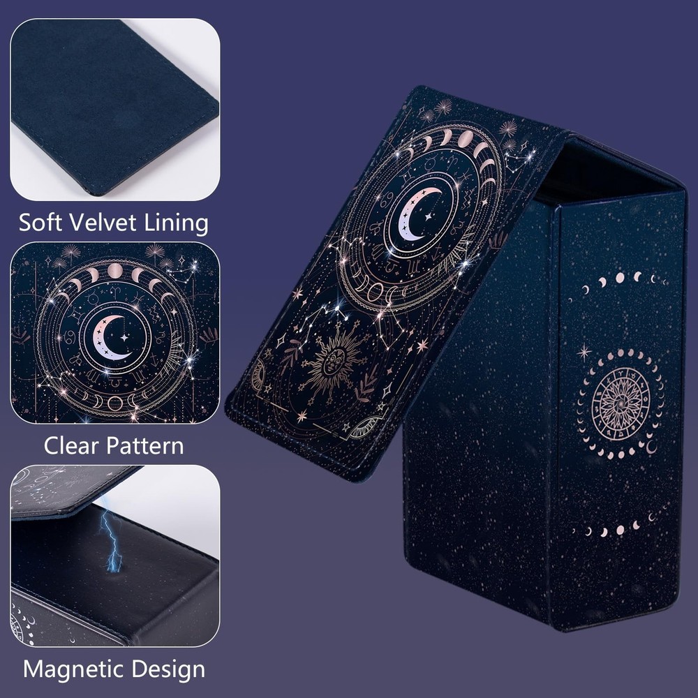 Tarot Card Holder Case, Sun and Moon Pattern Design Leather TarotDeck Storage...