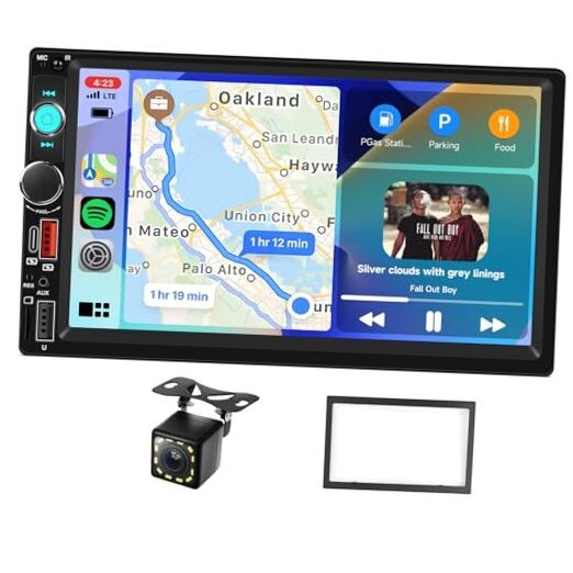 2 DIN Car Stereo Wireless Carplay&Android Auto, USB-C Head Unit 7” Touch