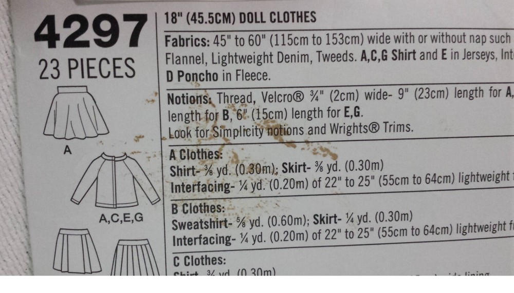 Simplicity Sewing Craft Pattern 4297 CUT 18" Doll Clothes Wardrobe 2006