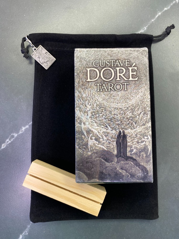 Gustave Dore Tarot Set :78-Card Deck w Guidebook - Bag - Charm - Stand BRAND NEW