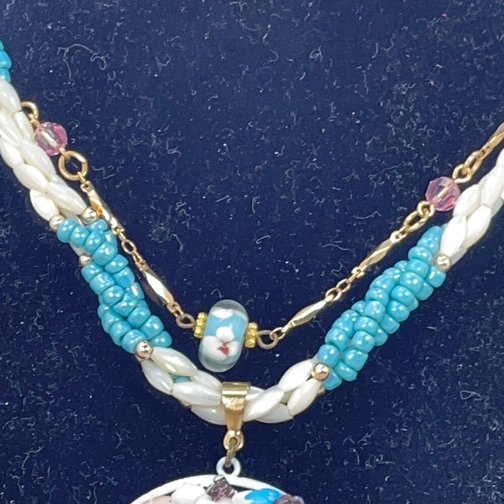 Adorned Crown Artisan assemblage pastel cluster necklace