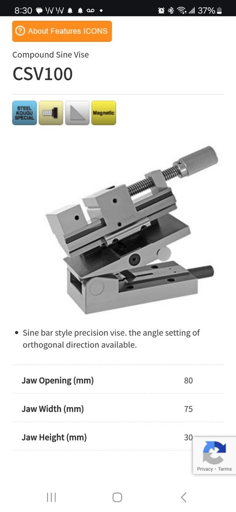 JAM Japan Automatic Machine Precision Compound Sine VISE CSV100