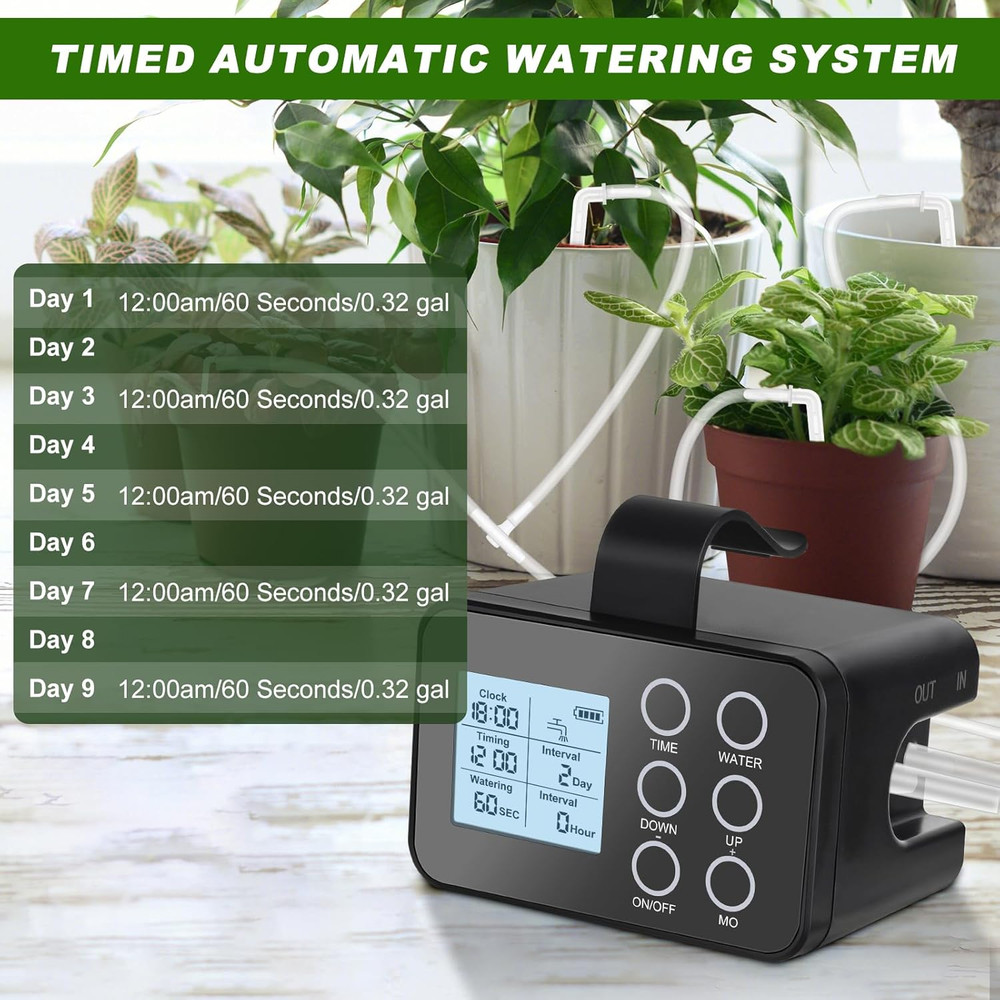 Automatic Plant Waterer Indoor: Drip Irrigation System with Large Display, Easy