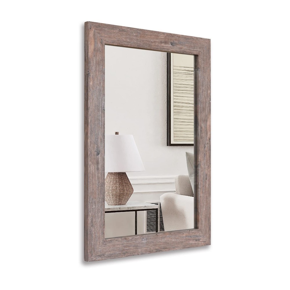 Rectangular Mirror with Frame Rustic 20x28‘’ Wall Mounted Rustic Vanity Mirro...