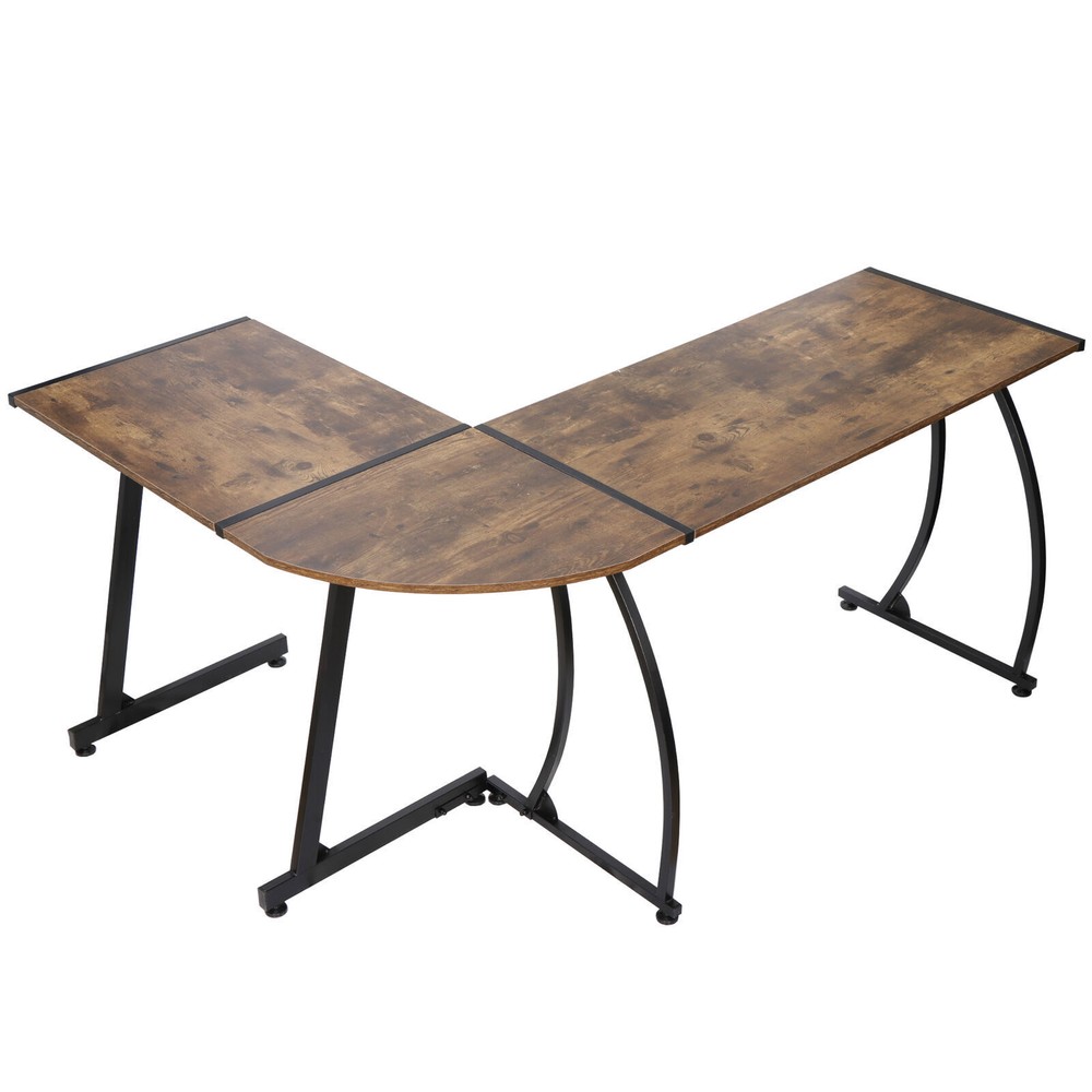 L-Shaped Computer Desk Corner Desk Laptop Study Writing Table Sturdy Brown