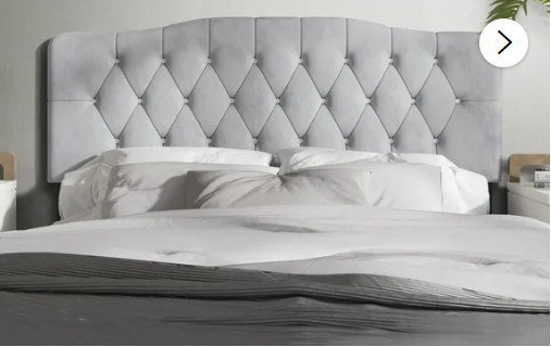 Full Size Headboard Only Upholstered Silver Gray Adjustable Hgt Diamond Tufted