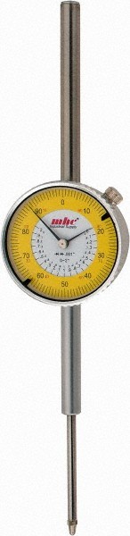 Economy Dial Indicator, 2" Range, 0.001" Grad, 0-100 Dial Reading