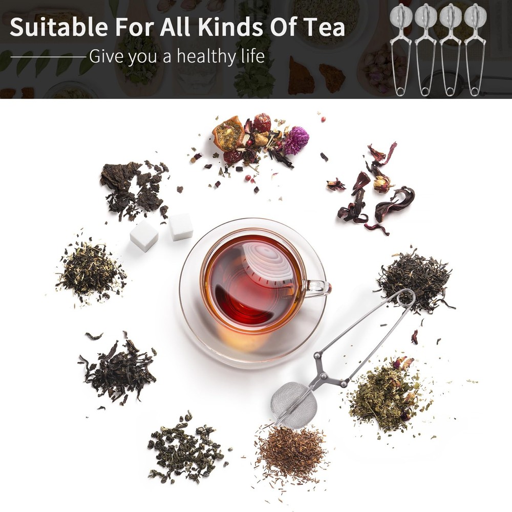 Tea Strainers for Loose Tea, 4 Pack Tea Infuser with Handle Fine Mesh Tea Ball