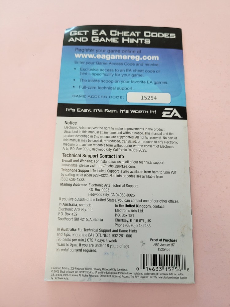 fifa 07 psp Manual Only