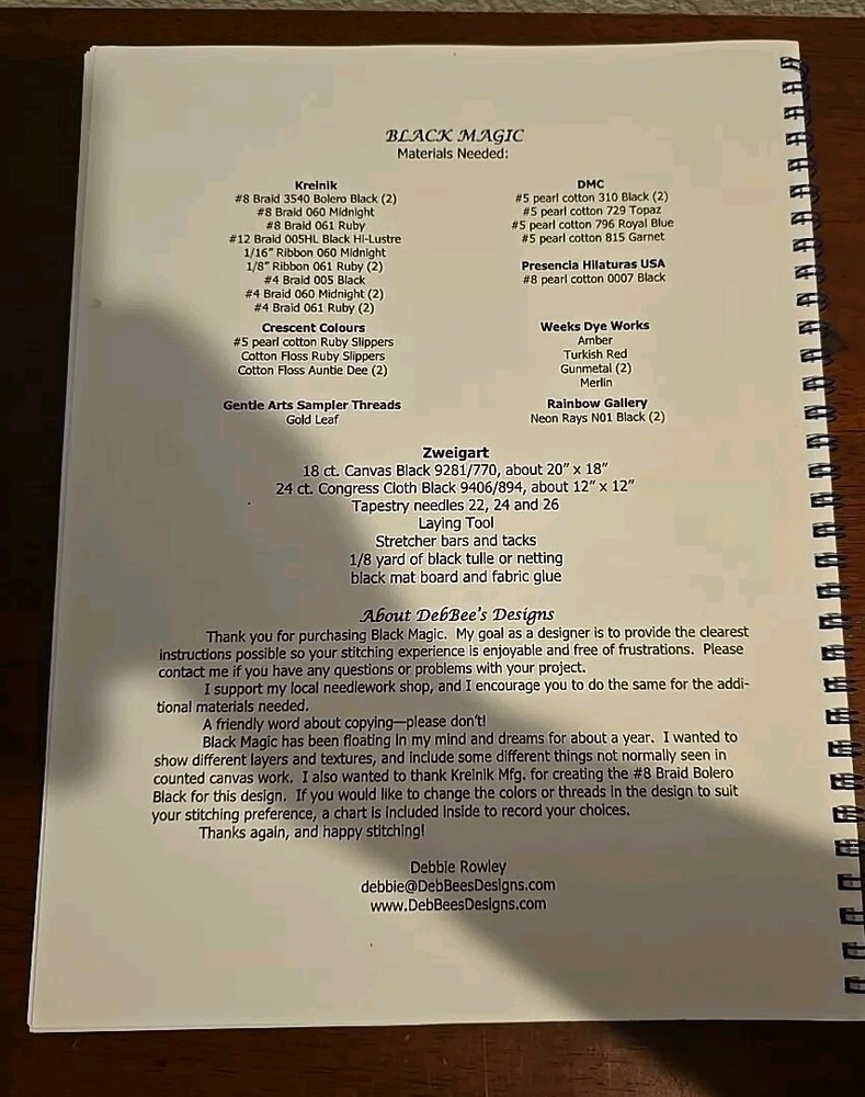 DebBees Designs Needlepoint Pattern Black Magic Debbie Rowley DD 110C 2007