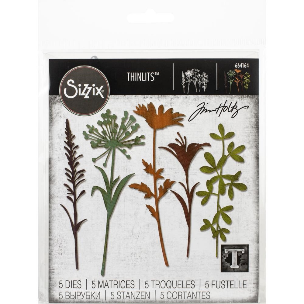 Sizzix Thinlits Tim Holtz Wildflower Stems #2 5 Dies 664164 Mixed Media