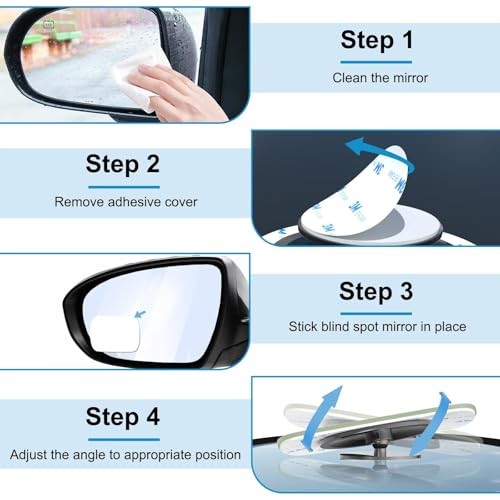 4 Pack Blind Spot Mirrors for Car—Frameless Side Mirror Rectangle—4pcs