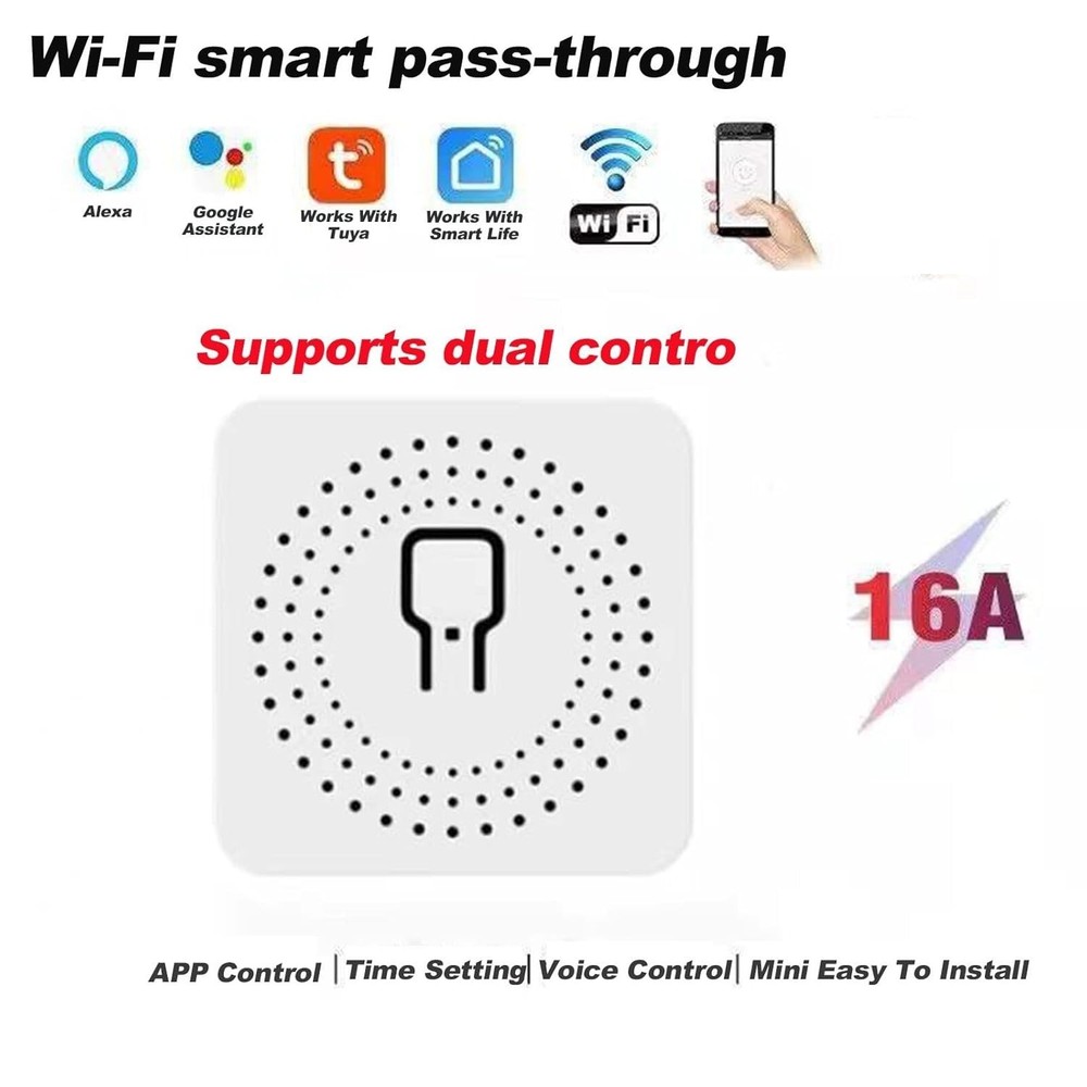 2 PACK - 16 AMP Smart MINI Switch Relay Google Amazon Alexa WIFI
