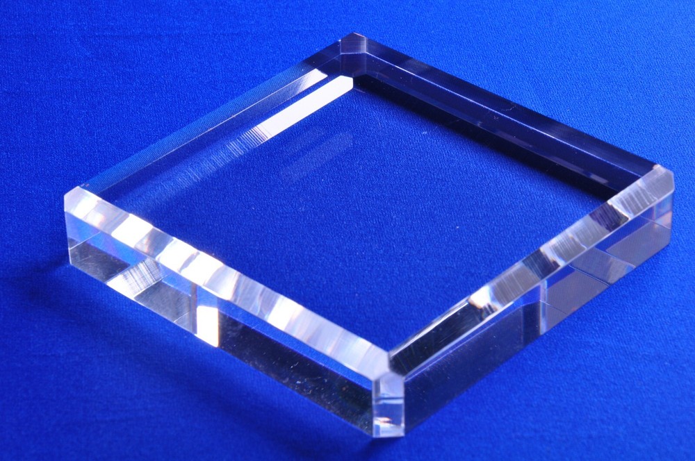 Clear Acrylic Square Beveled Display Base, 5" W x 5"D x 1" H
