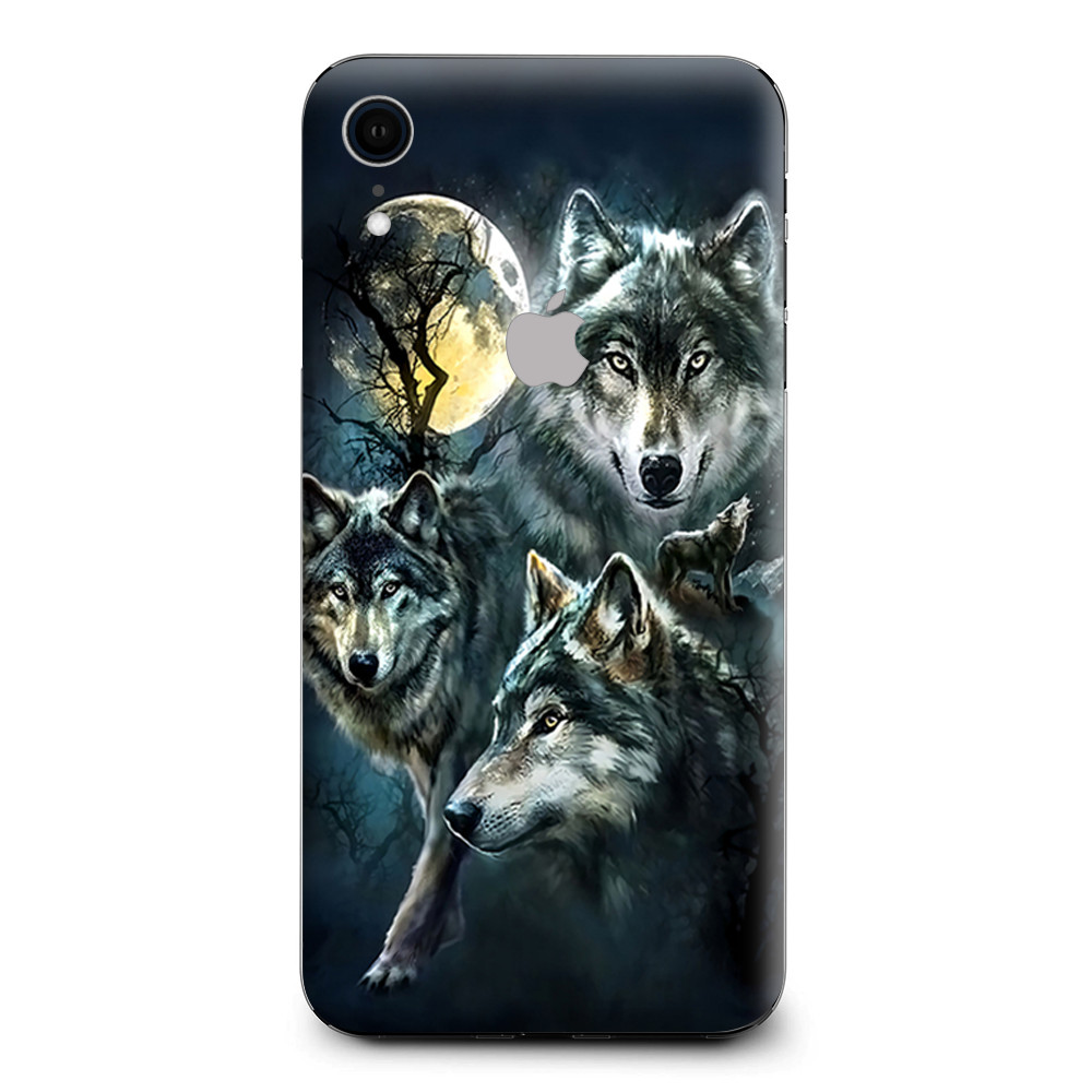 Skins Decal Wrap for Apple iPhone XR - 3 Wolves Moonlight