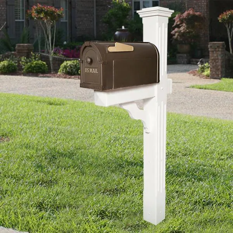 Postal Pro Post-Mount Hampton Mailbox in Bronze with Gold Lettering