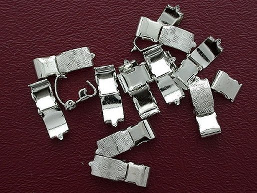 Six 11mm  SILVER COLOR FOLDOVER CLASPS cf313