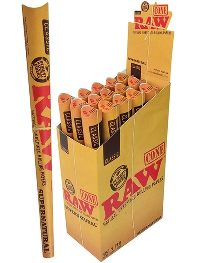 😎4x RAW CLASSIC NATURAL UNREFINED ROLLING PAPERS✨ 1 CONE PER PACK👀