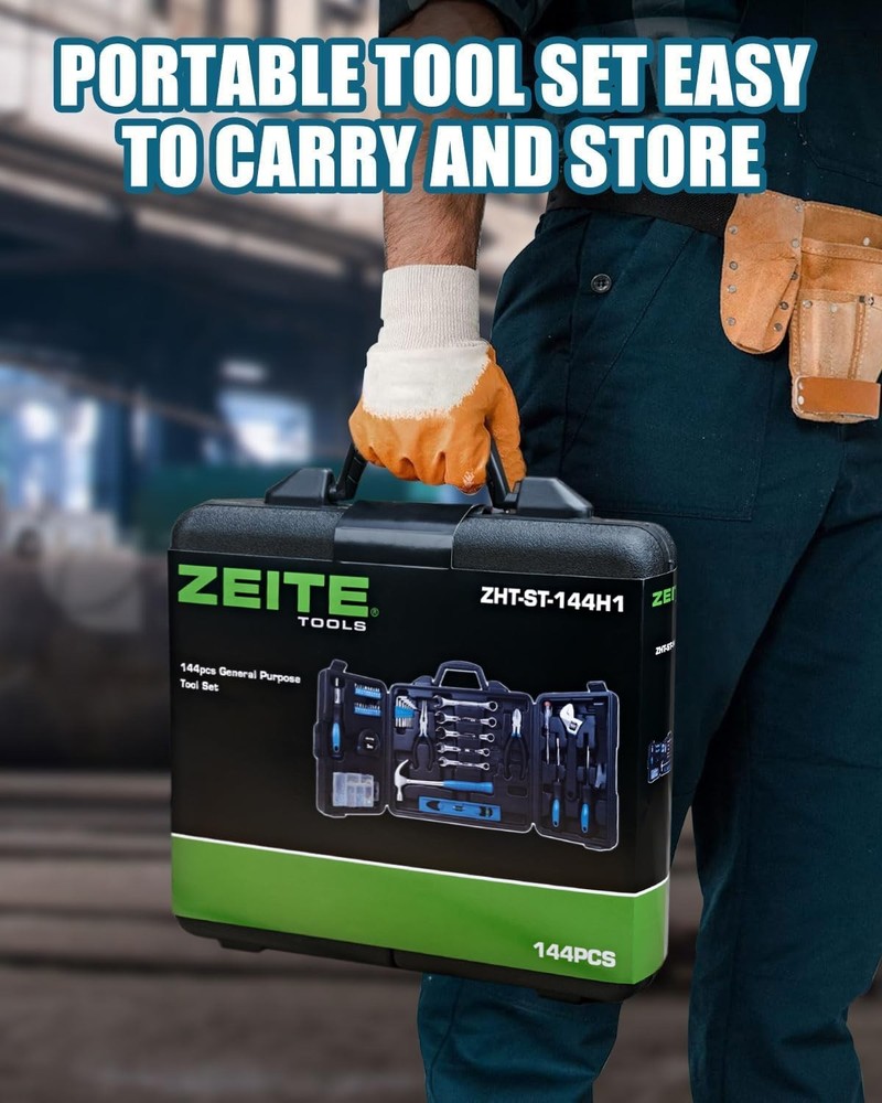 Zeite Tool Kit for Home 144 Piece Hand Tool Set with Storage Box General Basic
