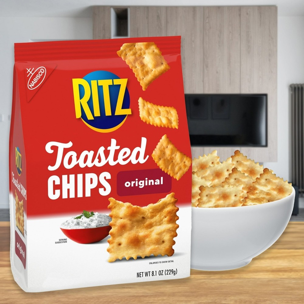 RITZ Toasted Chips Original Crackers, Party Snacks, 8.1 oz