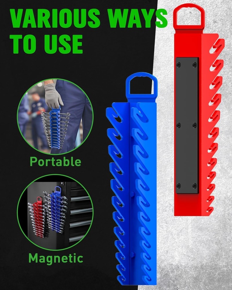 Versatile 2-Piece Magnetic Wrench Holder - Secure & Sturdy Tool Organization