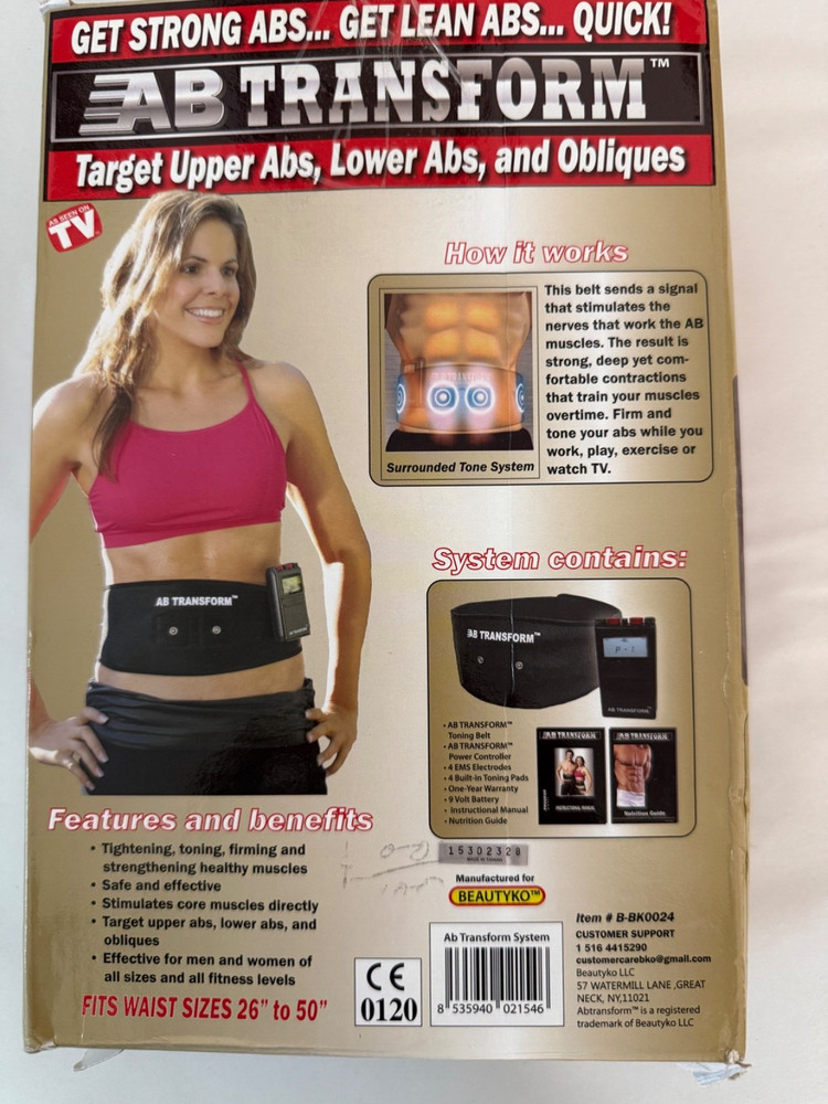 Abdominal Muscle Toner Belt EMS System - Ab Transform in box