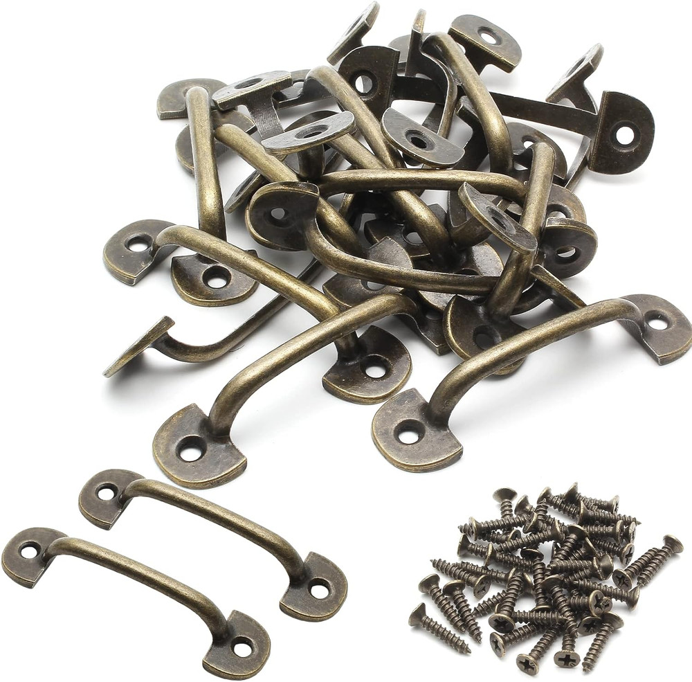 20Pcs Small Drawer Handles Vintage Cabinet Pulls, Bronze Gate Pulls Antique Cupb