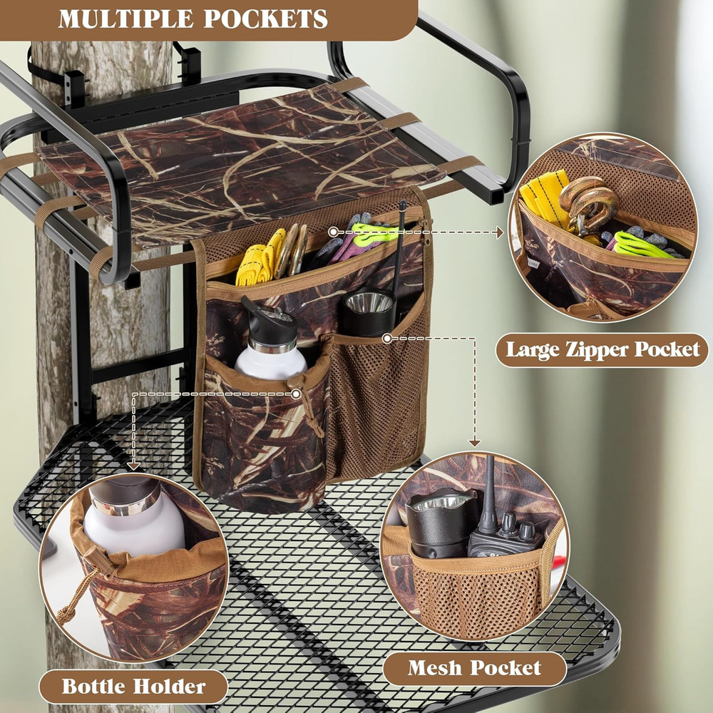 Universal Tree Stand Seat Replacement with 3 Pockets, Adjustable Tree Stand Seat