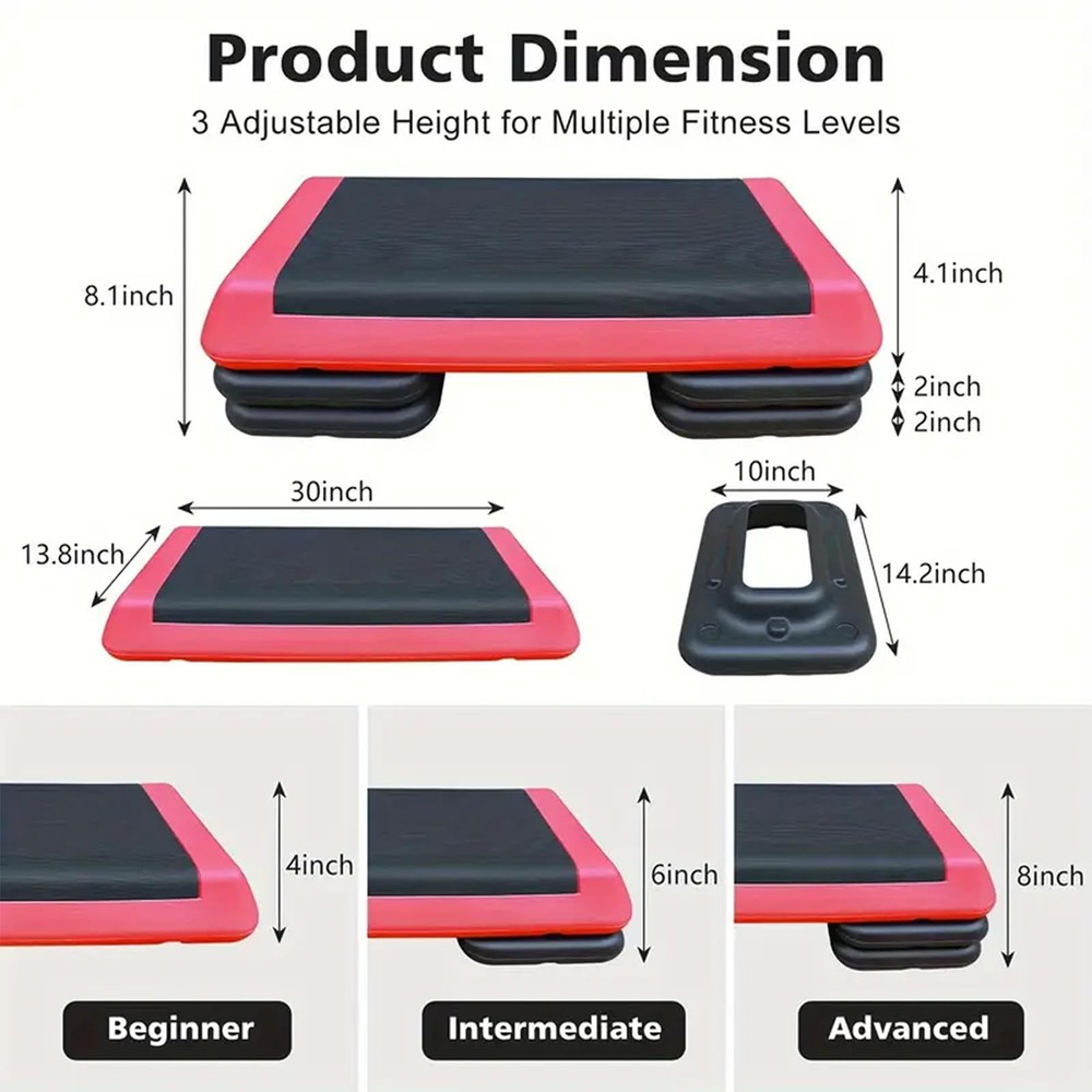 Adjustable Workout Aerobic Exercise Step Platform, Fitness & Exercise Step Pl...