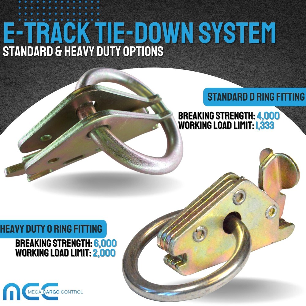 6 Pack E Track 2" O Ring Tie Down Fitting for Enclosed Trailer Tie Down Strap