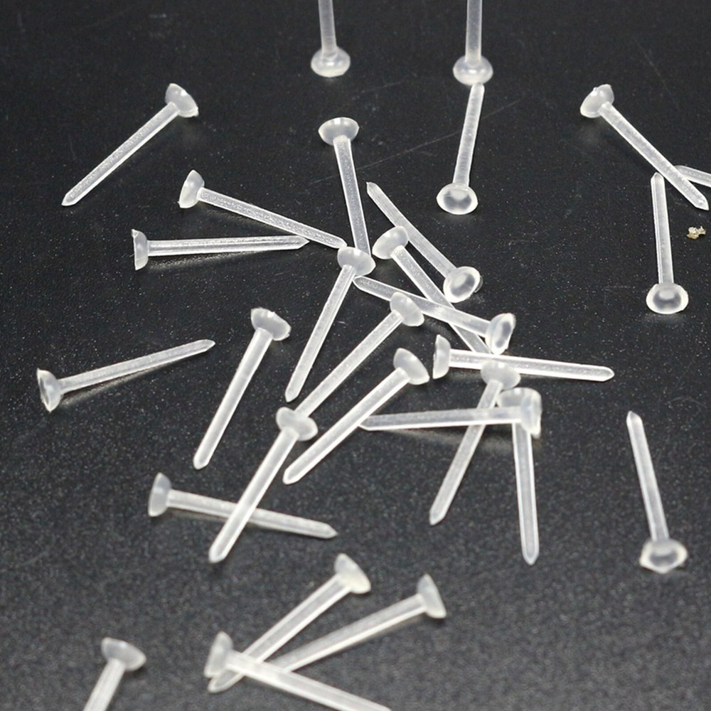 500pcs Invisible Clear Plastic 3mm Flat Blank Pad Ear Post Stud Pin with Stopper