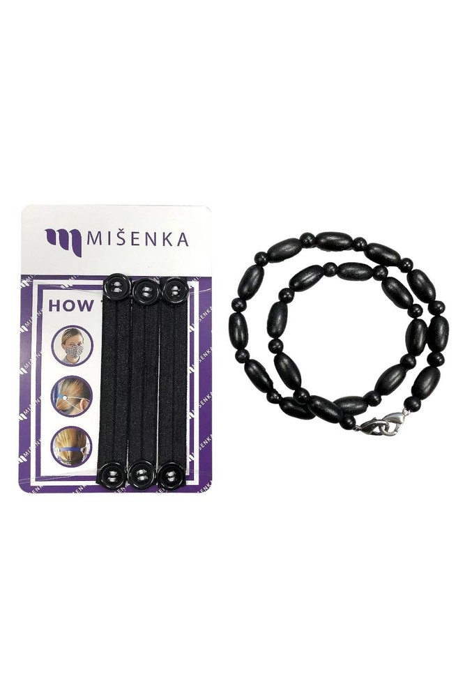 Misenka Face 2-pack Covering Holder & Ear Guards Set Black