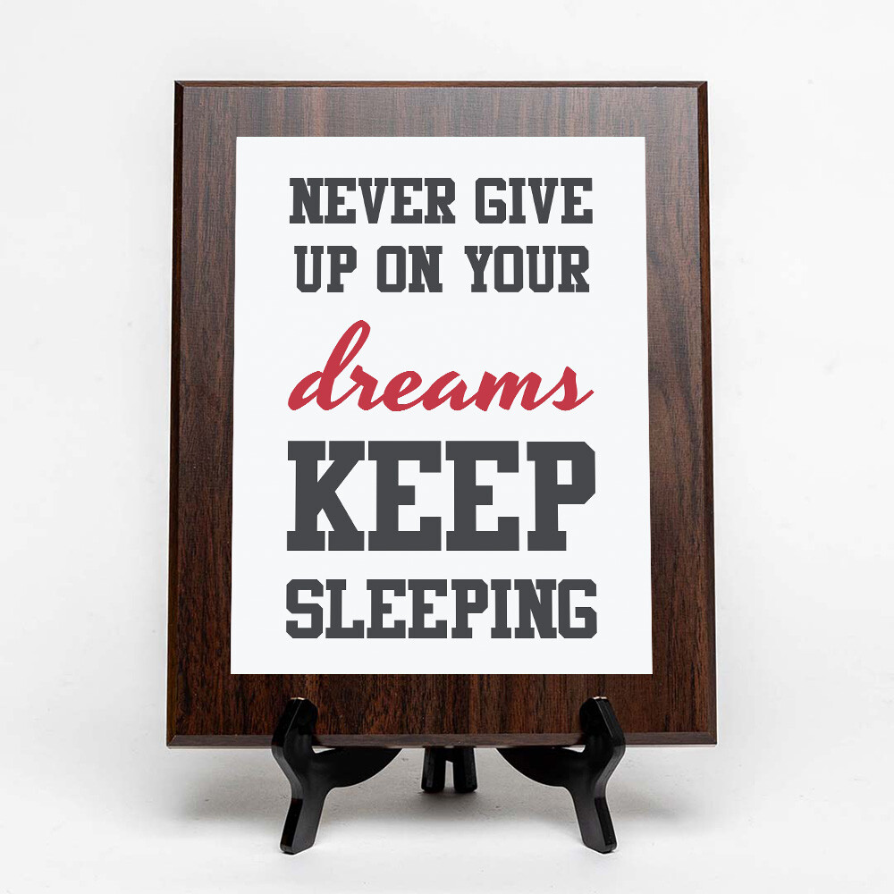 Never Give Up On Your Dreams Keep Sleeping Decorative Wall Plaque