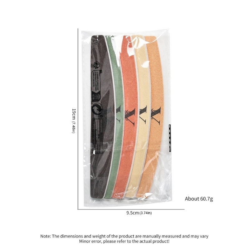 5PCS Nail Emery Boards with Double Side Grit Curved Sanding Tools Precise