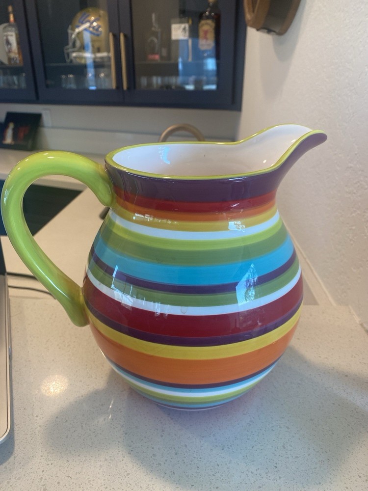 Crate & Barrel Large Carnivale Stripe Pitcher