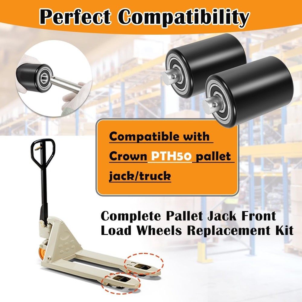 PTH50 Pallet Jack Front Load Wheels Replacement Kit for Crown PTH50 Pallet Jack