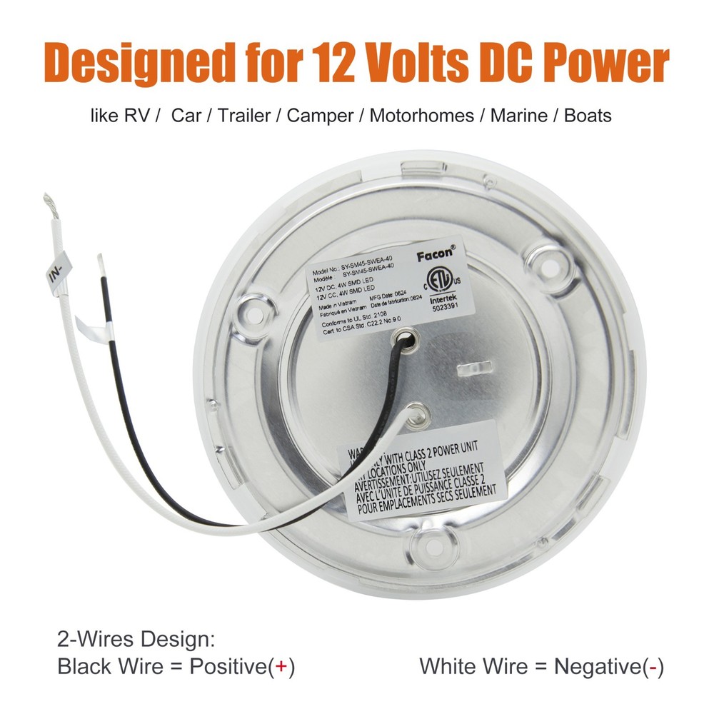 Facon 4.5" LED RV Puck Light 2Pack 12V Dome Light with Switch for RVs, Motorhome