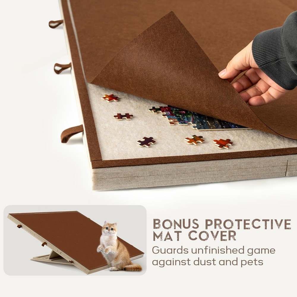 Foldable Tilting Puzzle Board 2000 Pcs 6 Drawers Felt Protector Adjustable Stand