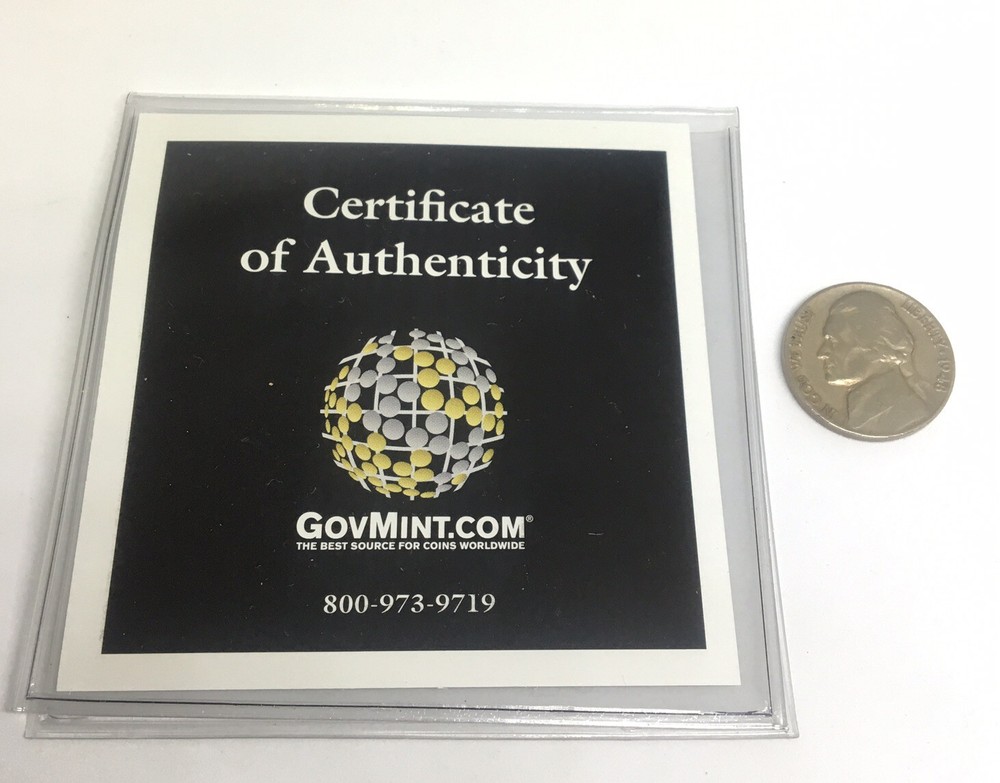 CERTIFICATE OF AUTHENTICITY GOVMINT.COM FOLDER SLEEVE COIN 223150
