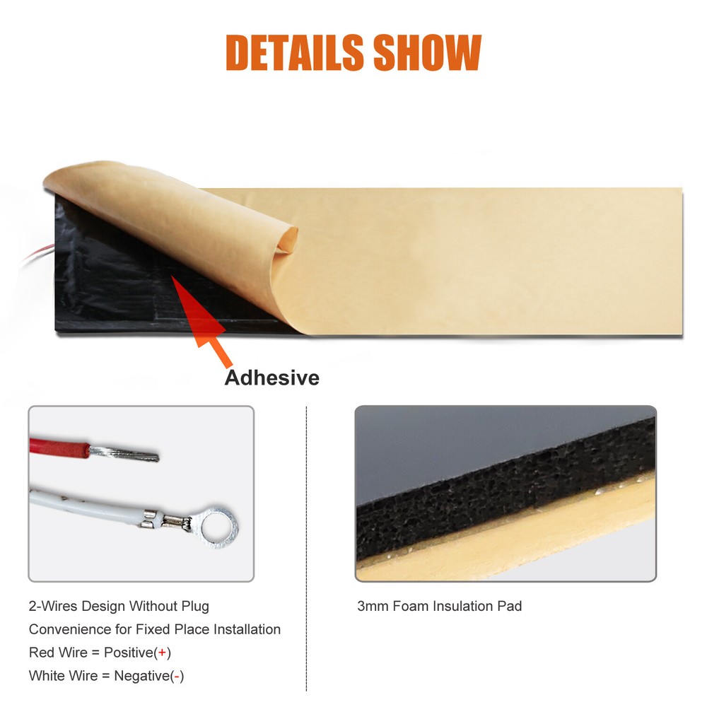 Facon 2Pcs 7 1/4"x25" RV Water Holding Tank Heater Pad With Automatic Thermostat