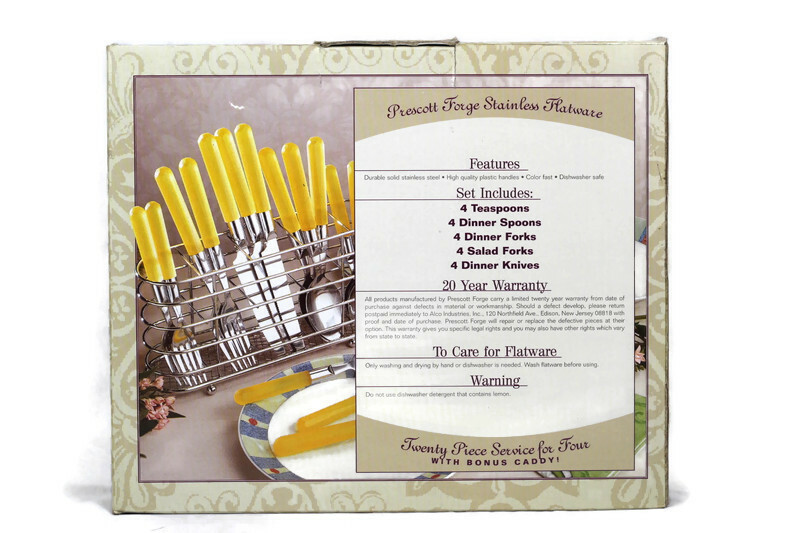 Prescott Forge Stainless Flatware Tableware Set w/ Bonus Caddy Service For Four