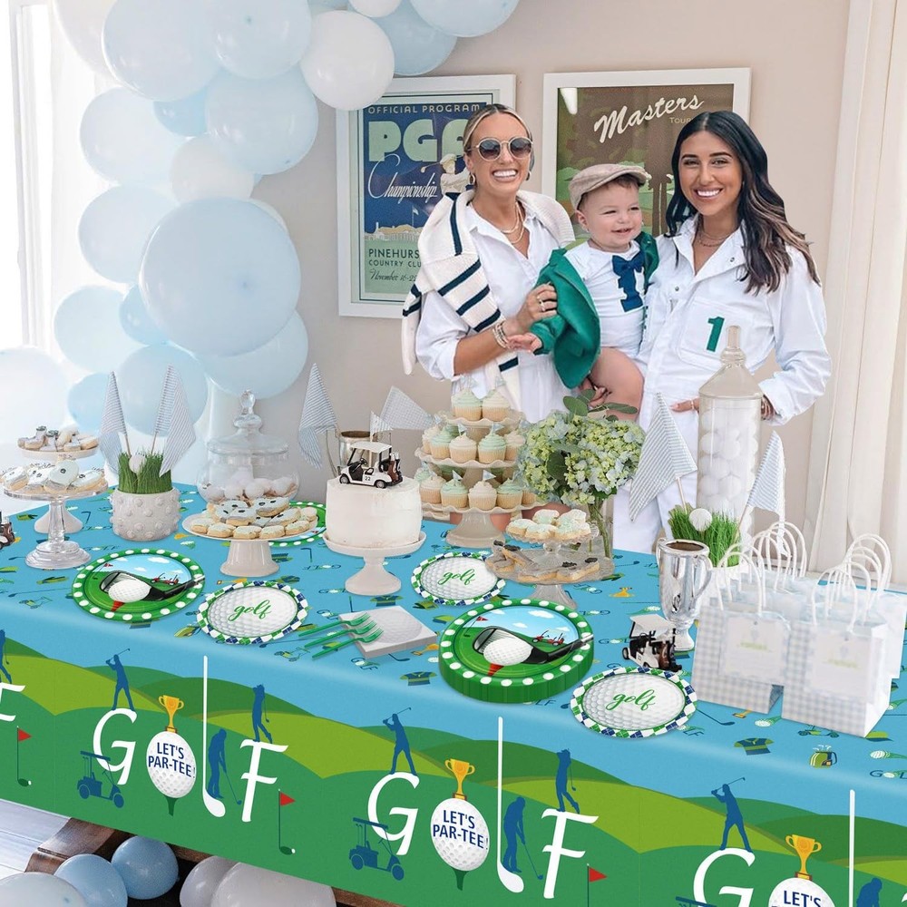 Golf Party Supplies for 40 Guests, Disposable Tableware Set Includes Green