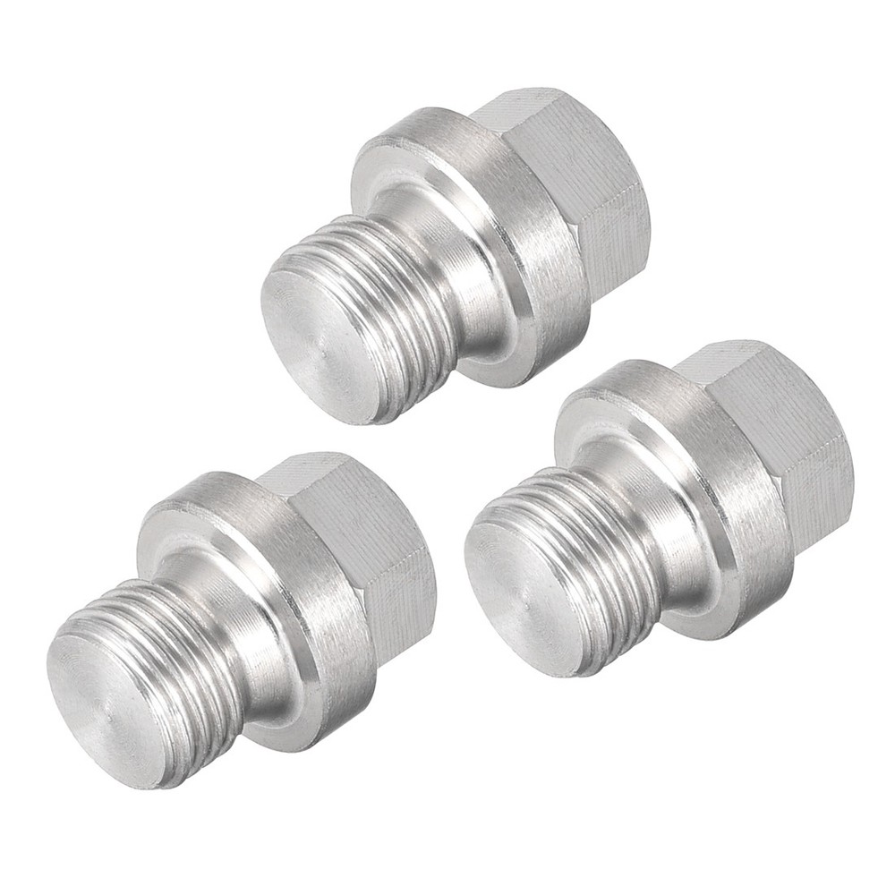 M10 x 1 Male Hex Head Plug 304 Stainless Steel Solid Thread Pipe Fitting 3Pcs
