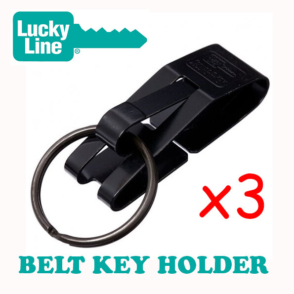 Belt Clip - x3 Keyrings Genuine Secure A Key - Security - (SLIP THROUGH) BLACK