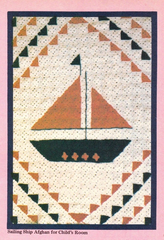 NAUTICAL Sailing Ship Motif Afghan/Crochet Pattern INSTRUCTIONS ONLY